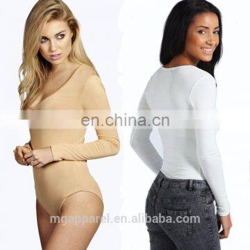 Hot Selling Long Sleeve V Neck Tight Woman Adult Bodysuit