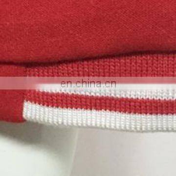 2016 LADY'S Popular Red V-neck Polo T-shirt With White Stripped Collar