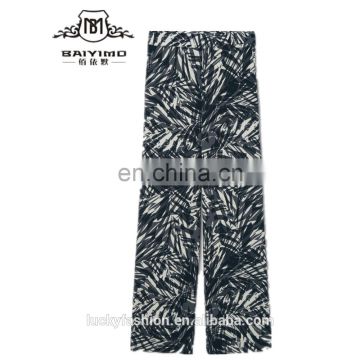 2016 Baiyimo floral printed side zip fastening women plus size trousers