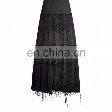 Q-309 Punk Rave Gothic Gypsy Black Long Skirt photo-3