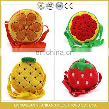 Colorful fruit shape toy design kids plush shoulder bag