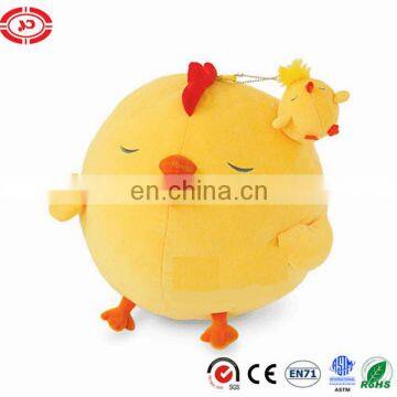 Yellow duck with baby plush round sleepy toy keychain pendent