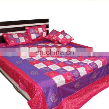 Polyester silk Patchwork Chess Bedding Set with Cushion Cover and Pillow Cover