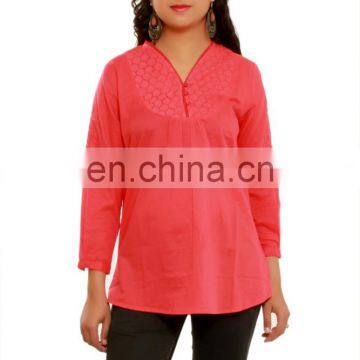 Manufacturer indian casual v neckline long sleeve designer lady top