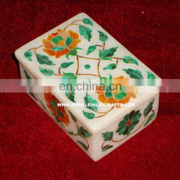 Marble Jewelry Boxes, Gemstone Inlay Marble Box, Indian Handmade Jewellery Box