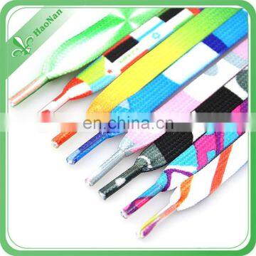 2017 fashion printed logo rainbow shoe laces with polyester