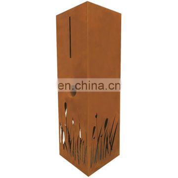 China design outdoor rust surface corten steel waterproof letterbox