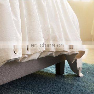 Durable 100% Cotton Antique Cream Washed Woven Bedroom Duvet Cover Set With Zipper Interior Ties