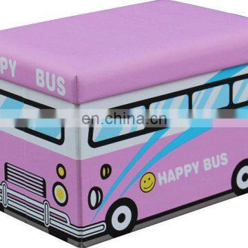 RTS lovely pink happy bus printing pvc foot rest ottoman stools for home living room furniture