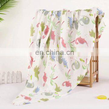 2020 summer newest design bamboo fiber reactive printing cartoon animal cute style soft and breathable baby swaddle wrap blanket