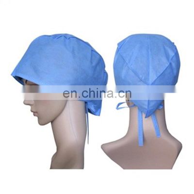 Wholesale Disposable Nonwoven Medical Doctor Surgeon Cap With Ties and Elastic Hospital Operating Doctor Head Cover