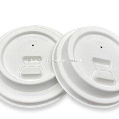 Eco Friendly Biodegradable Compostable Cups Cover Sugarcane Bagasse 80mm 90 mm Round Coffee Cup Lid
