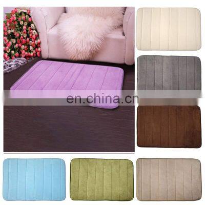 Bathroom Accessories 100% Coral Velvet Fabric Memory Foam Bath Mats Bathroom Horizontal Stripes Rug Non-slip Bath Mats