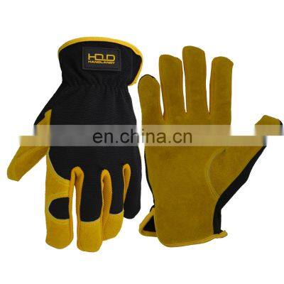 HDD In Stock outdoor split cowhide leather hand fitness general purpose use work hand safety gloves