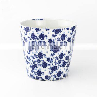 Wholesale Outdoor Elegant Blue And White Ceramic Planter Pots With Drainage Holes