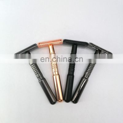 wholesale price Private Label Classical Metal Saftey Razor Brass Reusable Long Handle Double Edge Razors