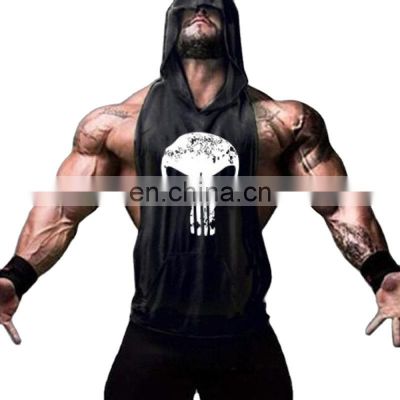 Men's Sleeveless Casual Vest Gym Fashion Hoodie Undershirt T-shirt Men's Cotton Jersey Hooded