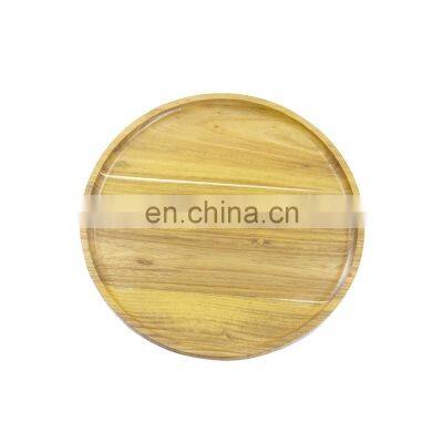 Organic Bamboo Round Serving Plate wood serving tray for snack fruit cakes