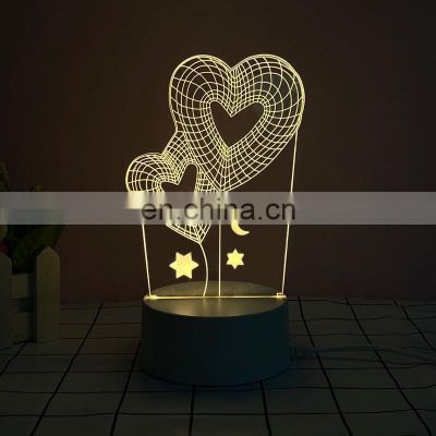 Christmas Bedroom Baby Kids 3D Multicolor Change 3D Visual Night Acrylic Table Lamp