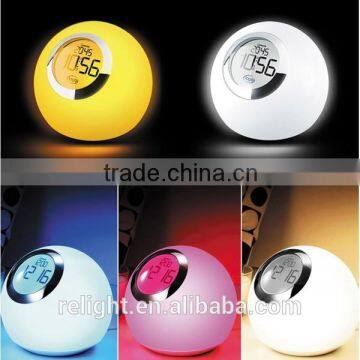 Romantic led ball night light 7 color change led digital lcd alarm clock