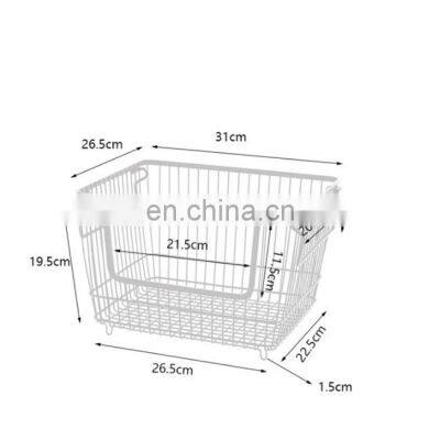 Rectangular Black Laundry Large Mesh Foldable Egg Carbon Steel Birdcage Wholesale Stackable Handmade Fruit Metal Wire Basket photo-3