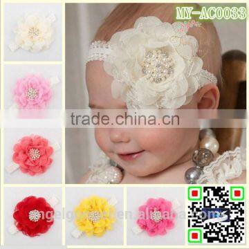 Flower yarn children hair accessories baby hairband crochet headband MY-AC0033