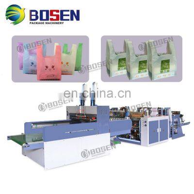 Automatic T-shirt Hot Sealing Cold Cutting Biodegradable Vest Bag Making Machine T Shirt Printing Bag or No Printing Bag Plastic photo-2