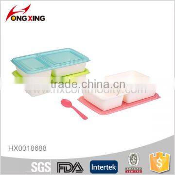 1 L Sealed 2 Compartment Plastic Food Lunch Storage Box Container