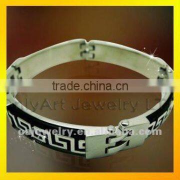 fashion new design stainless steel rubber bracelet