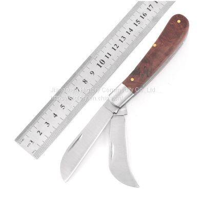Free Sample 3cr13 Double Stainless Steel Blades Garden Outdoor Folding Grafting Knives photo-2