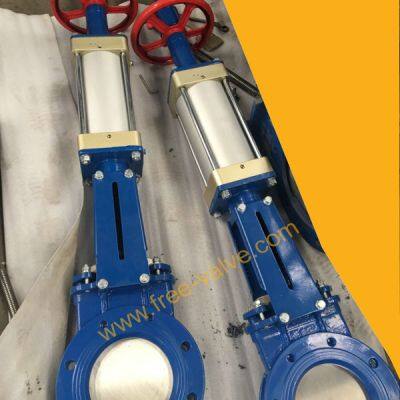 Pneumatic Ceramic lined Knife Gate Valve with handwheel