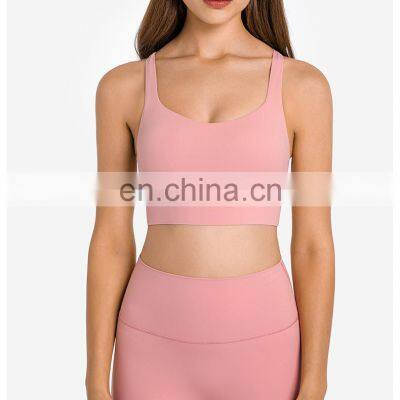 New Wholesale Cross Strap Yoga Sports Bra Women Workout Tops Padded Plus Size Gym Fitness High Impack Bra Outfits
