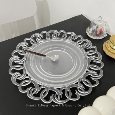 New Arrival Vintage Clear Round Plastic Charger Plates Acrylic Dinner Dishes For Wedding photo-2