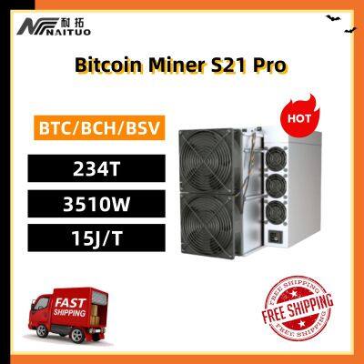 New Antminer Bitcoin Miner S21pro 234T 3510W BTC BCH BSV SHA256 Air-cooling Miner Crypto Mining Machine