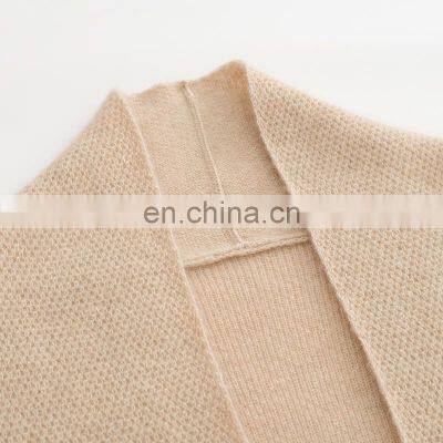 Luxury 100% Knitted Mid-Length Coat for Ladies Thick Cashmere Cardigan With Belt photo-3