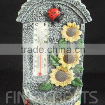 Cement decoration bird feeder with weatherglass