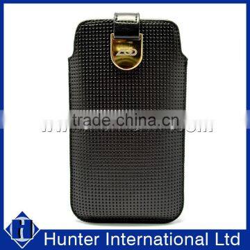 Porous PU Leather Pull Up Pouch For Samsung Note3