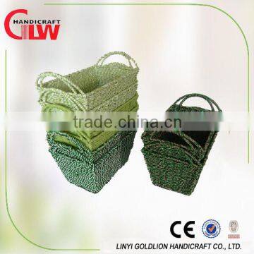 paper rope basket, colorful and pretty basket, rectangular