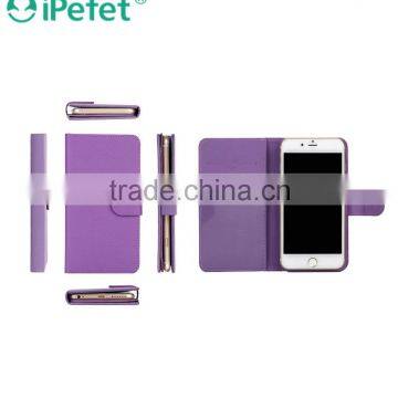 2016 Universal PU leather smart phone wallet case for iPhone credit card case with stand