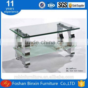 Living room furniture modern RB-2212 rectangular glass coffee table aluminum alloy metal tea table