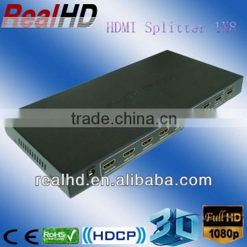 v1.4 1x8 port HDMI Splitter 1080p with hdcp key