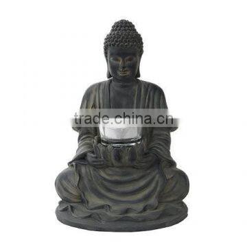 Meditating Buddha with Lotus Candle Holder Figurine