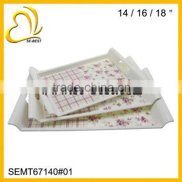 3PC SIZES RECTANGLE MELAMINE TRAYS WITH HANDLE