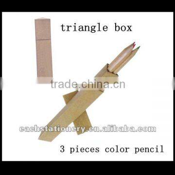 3pcs/paper box, natural wood color pencil case set/ triangle pencil box