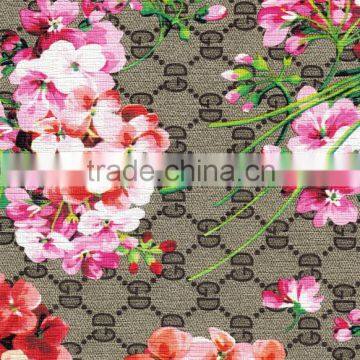 100% pu synthetic leather from china wholesale printing flower pattern nonwoven technics