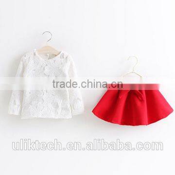 low price clothes children clothes winter clothes boutique chiffon skirt with white lace tshirt set goods for children clothes