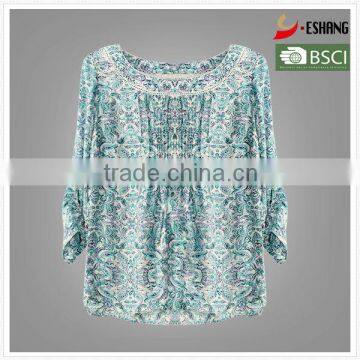 Ladies floral print long sleeve casual blouse