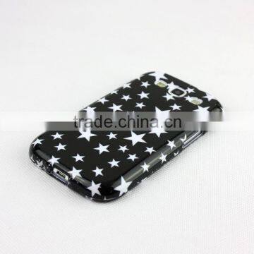 Black with Silver Glitter Stars designs Snap on hard couple case for Samsung Galaxy S3 I9300