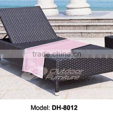 Cheap Plastic Black Rattan Double Sun Lounger(DH-8012)