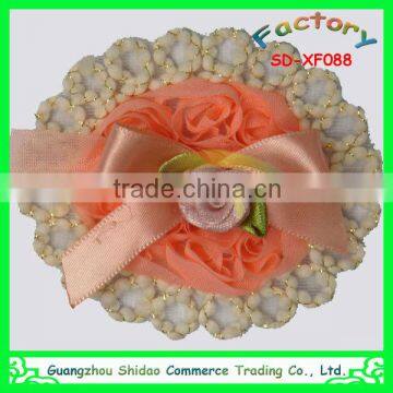 Handmade hot sale lovely pink chiffon decorative flowers for dress